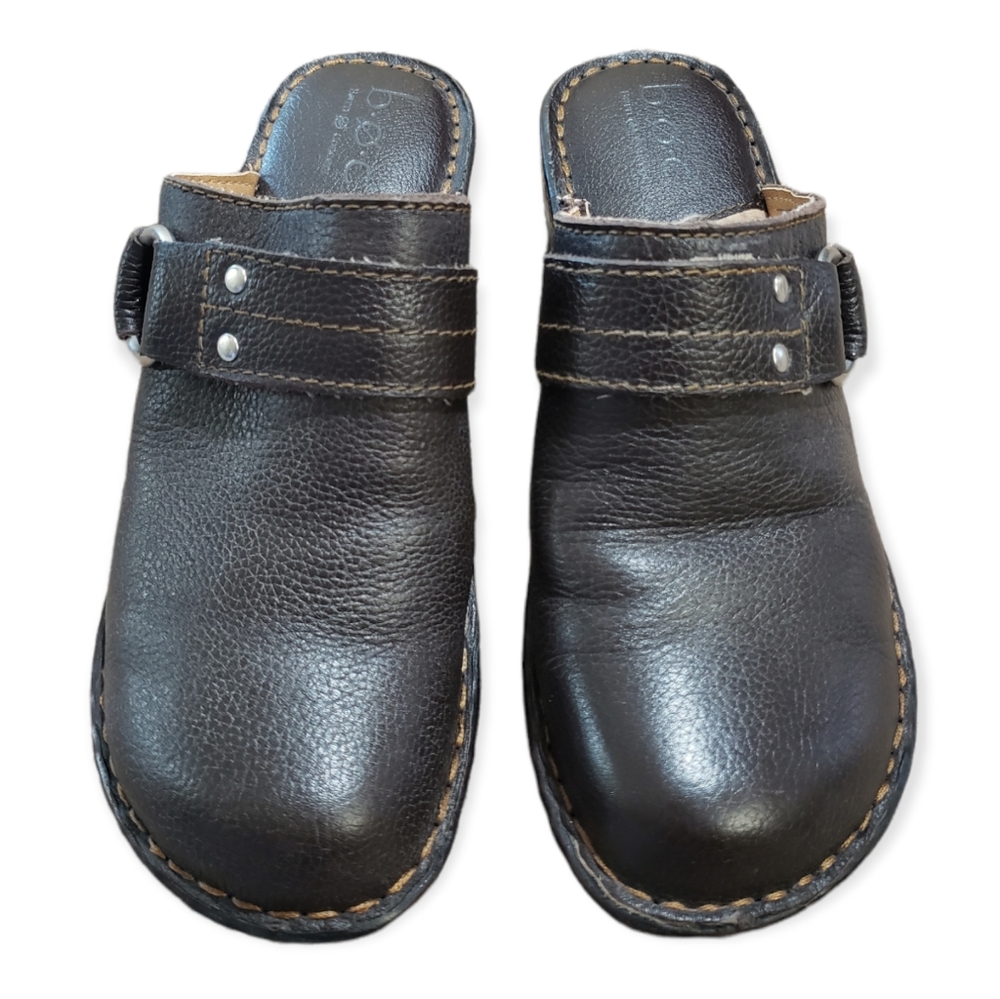 BOC Born Concept Brown Leather Slip On Clog Size 7